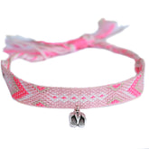 Tongs en coton à bride cheville, motif aztèque rose argenté